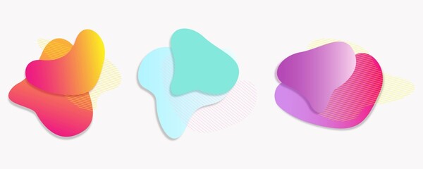 Vector illustration. Set of colorful backgrounds. Stickers, cards. Colorful drops