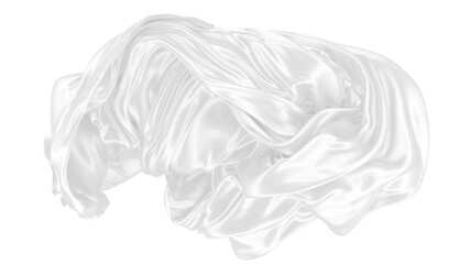 Beautiful flowing fabric of white wavy silk or satin. 3d rendering image.