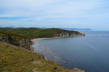 Landscape view of the Japanese sea. Russia, Primorsky Krai