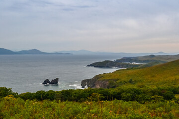 Landscape view of the Japanese sea. Russia, Primorsky Krai