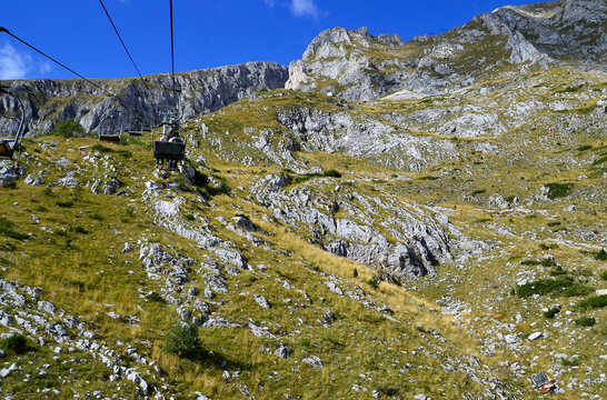 Ski lift to Savin Kuk in National Park Durmitor, Montenegro.
