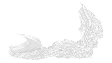 Beautiful flowing fabric of white wavy silk or satin. 3d rendering image.