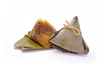 Sticky rice dumpling or Zongzi (Pyramid-shaped dumpling made by wrapping glutinious rice in bamboo...