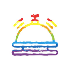 Hotel bell, simple icon. Drawing sign with LGBT style, seven colors of rainbow (red, orange, yellow, green, blue, indigo, violet