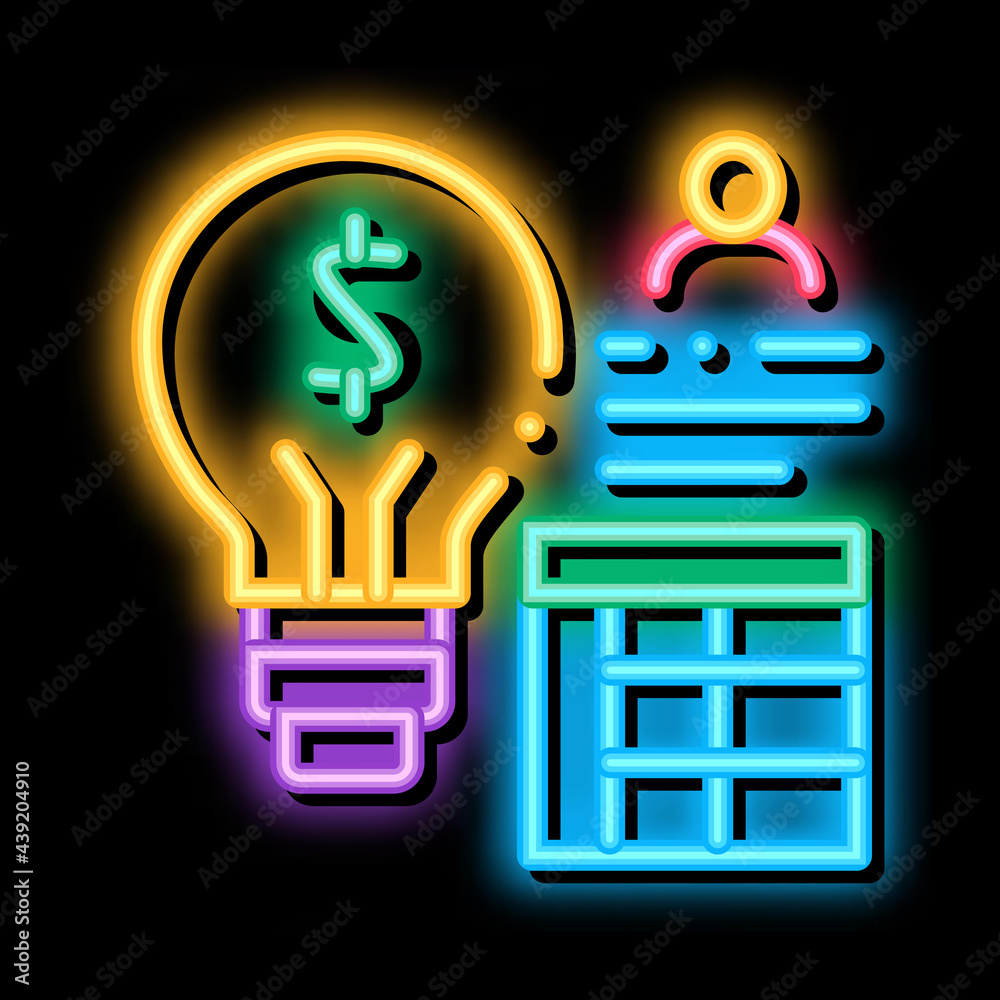 Canvas Prints business idea neon light sign vector. Glowing bright icon business idea sign. transparent symbol illustration