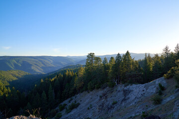 Scenic View of Northern California mountains sunrise landscape with blue sky