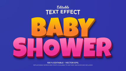 Baby Shower, Text Effects, 3d Editable Text Style