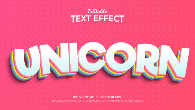 Unicorn, Text Effects, 3d Editable Text Style