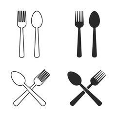 Spoon, Fork Icon Vector Set. Outline Vector