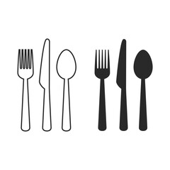 Spoon, Knife, Fork Icon Vector Set. Outline Vector