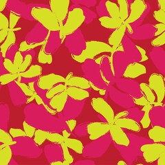 Red Floral Brush strokes Seamless Pattern Background