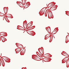 Red Floral Brush strokes Seamless Pattern Background