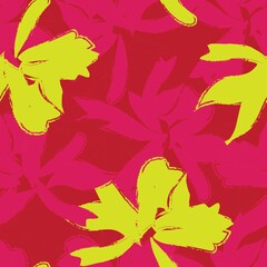 Red Floral Brush strokes Seamless Pattern Background