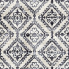 Seamless grungy tribal ethnic rug motif pattern. High quality illustration. Distressed old looking native style design in shades of gray and cream. Old artisan textile seamless pattern.