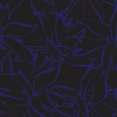 Blue Floral Brush strokes Seamless Pattern Background