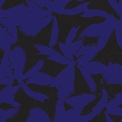 Blue Floral Brush strokes Seamless Pattern Background