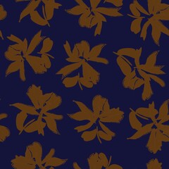 Brown Floral Brush strokes Seamless Pattern Background