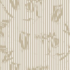 Brown Botanical Floral Seamless Pattern with striped Background