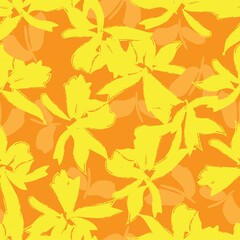 Naklejka na ściany i meble Orange Floral Brush strokes Seamless Pattern Background