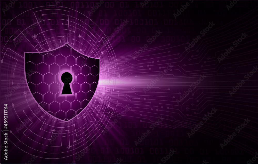 Wall mural closed padlock on digital background, cyber security