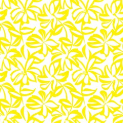 Fototapeta premium Yellow Floral Brush strokes Seamless Pattern Background