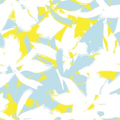 Yellow Floral Brush strokes Seamless Pattern Background