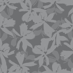Black and White Floral Brush strokes Seamless Pattern Background