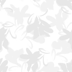 Black and White Floral Brush strokes Seamless Pattern Background
