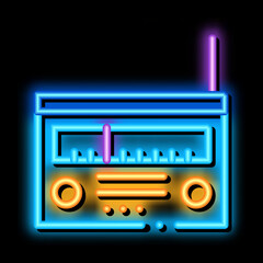 radio gadget neon light sign vector. Glowing bright icon radio gadget sign. transparent symbol illustration