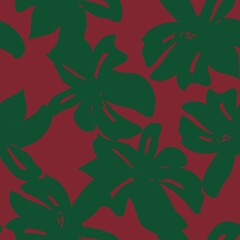 Christmas Floral Brush strokes Seamless Pattern Background