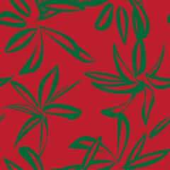 Christmas Floral Brush strokes Seamless Pattern Background