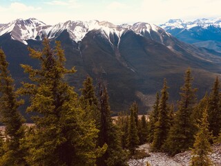 Stunning views of Banff National Park from Sulfur mountain ridge