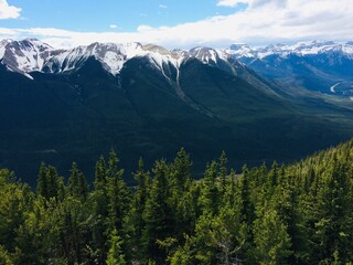 Stunning views of Banff National Park from Sulfur mountain ridge