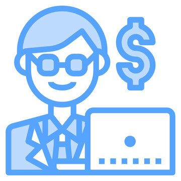 blue businessman laptop dollar sign clip art preview