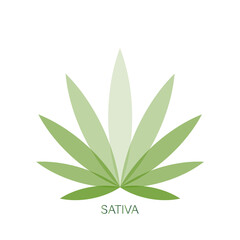 Simple icon of Cannabis Leaf Silhouette Sativa marijuana