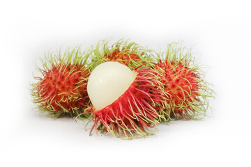 Fresh rambutan on withe background