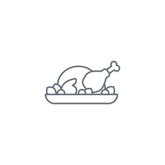 Roast chicken line icon illustration