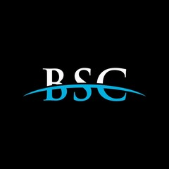 BSC initial overlapping movement swoosh horizon, logo design inspiration company business