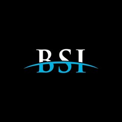 BSI initial overlapping movement swoosh horizon, logo design inspiration company business