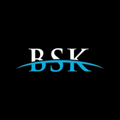 BSK initial overlapping movement swoosh horizon, logo design inspiration company business