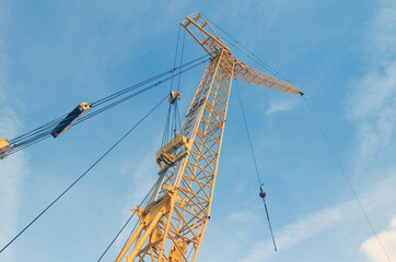 construction crane on blue background