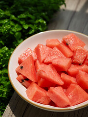 신선한 유기농 과일 수박, 음식 