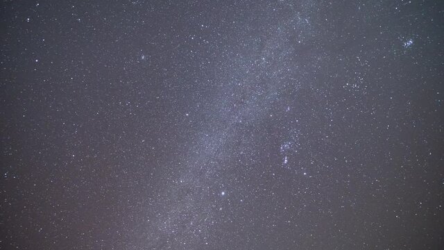 4K Astrophotography Timelapse of Geminids Meteor Shower Across the Milky Way Galaxy Night Sky with a Slow Pan