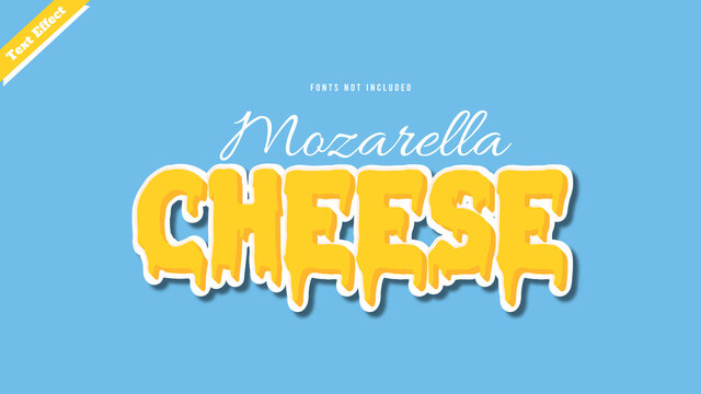 mozzarella cheese text effect design vector. editable 3d text