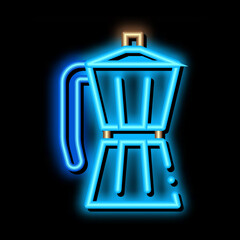 pot for boiling coffee neon light sign vector. Glowing bright icon pot for boiling coffee sign. transparent symbol illustration