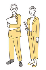 シンプル　イラスト　お客さんを案内するビジネスパーソン