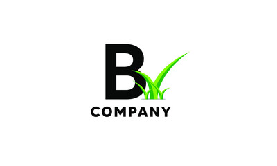 Letter B Lawncare Landscaping Green Grass Logo