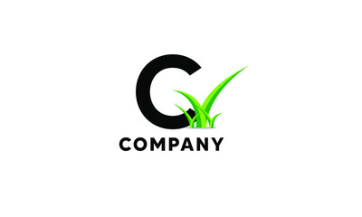 Letter C Lawncare Landscaping Green Grass Logo