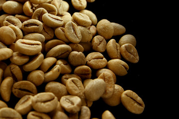 Close up of green coffee beans texture