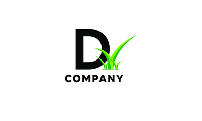 Letter D Lawncare Landscaping Green Grass Logo